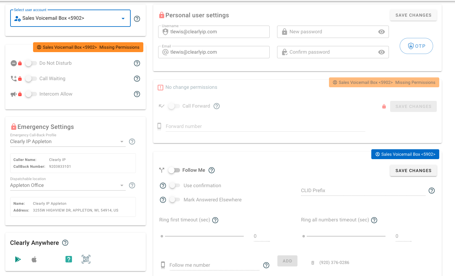 Users Settings